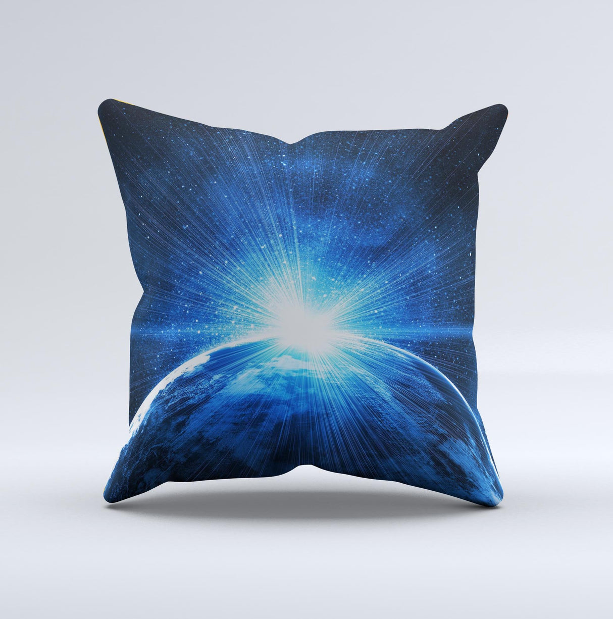 Bright Blue Earth Light Flash Ink-Fuzed Decorative Throw Pillow