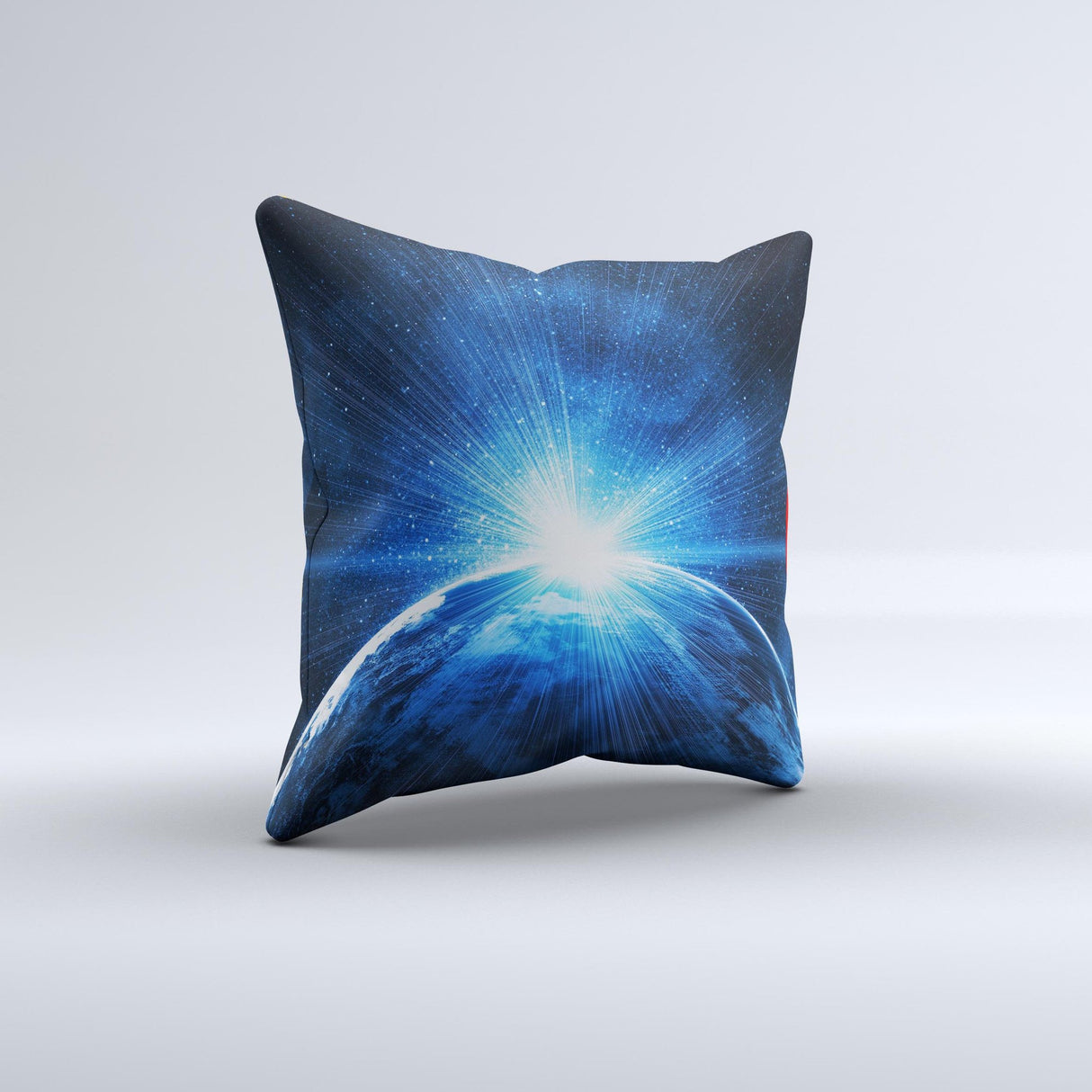 Bright Blue Earth Light Flash Ink-Fuzed Decorative Throw Pillow