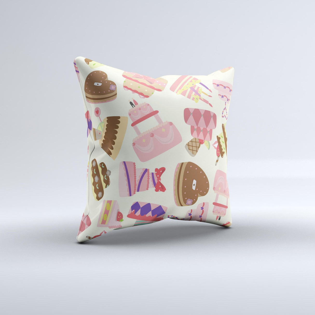 Cakes and Sweets Pattern ink-Fuzed Decorative Throw Pillow