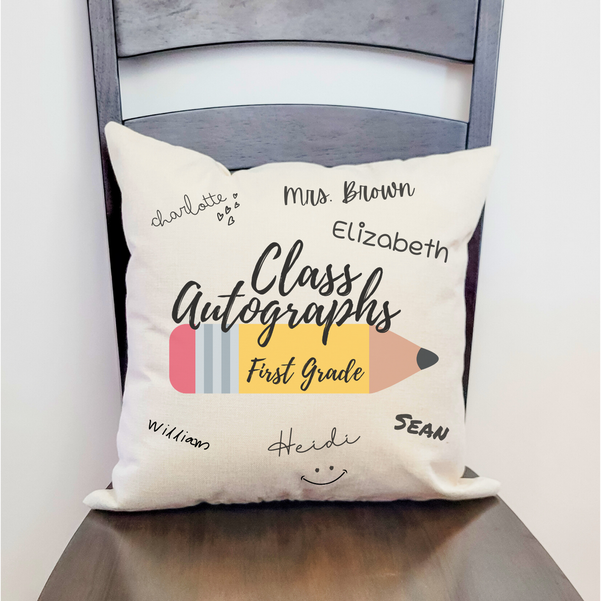 Class Autographs 1st Grade Pillow Cover