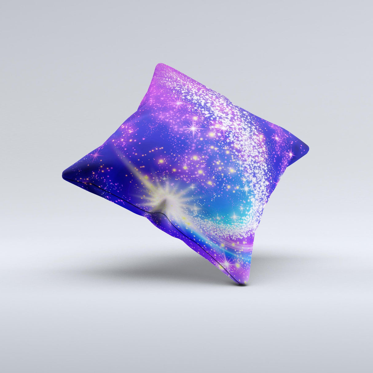 Glowing Pink Blue Comet Ink-Fuzed Decorative Throw Pillow