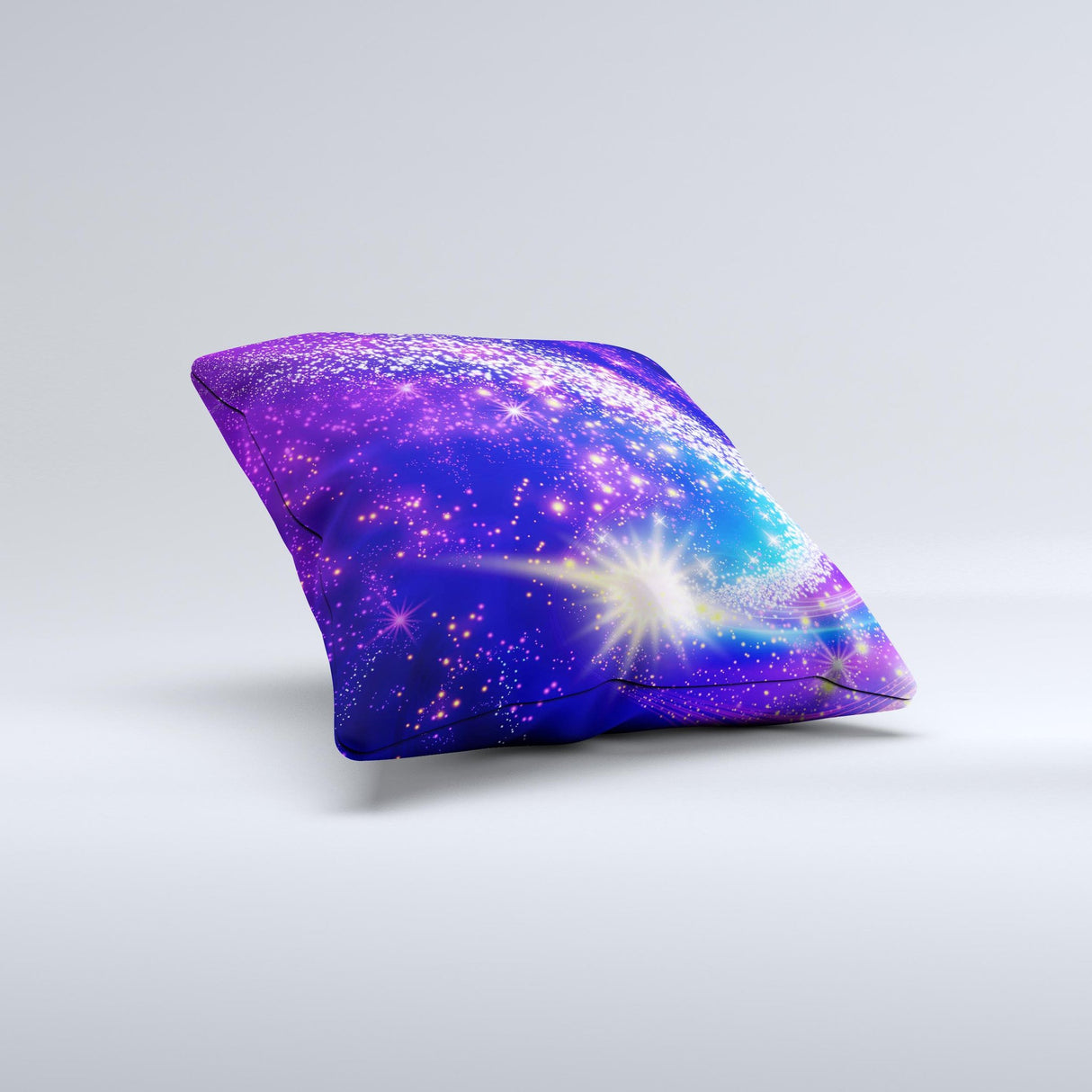 Glowing Pink Blue Comet Ink-Fuzed Decorative Throw Pillow