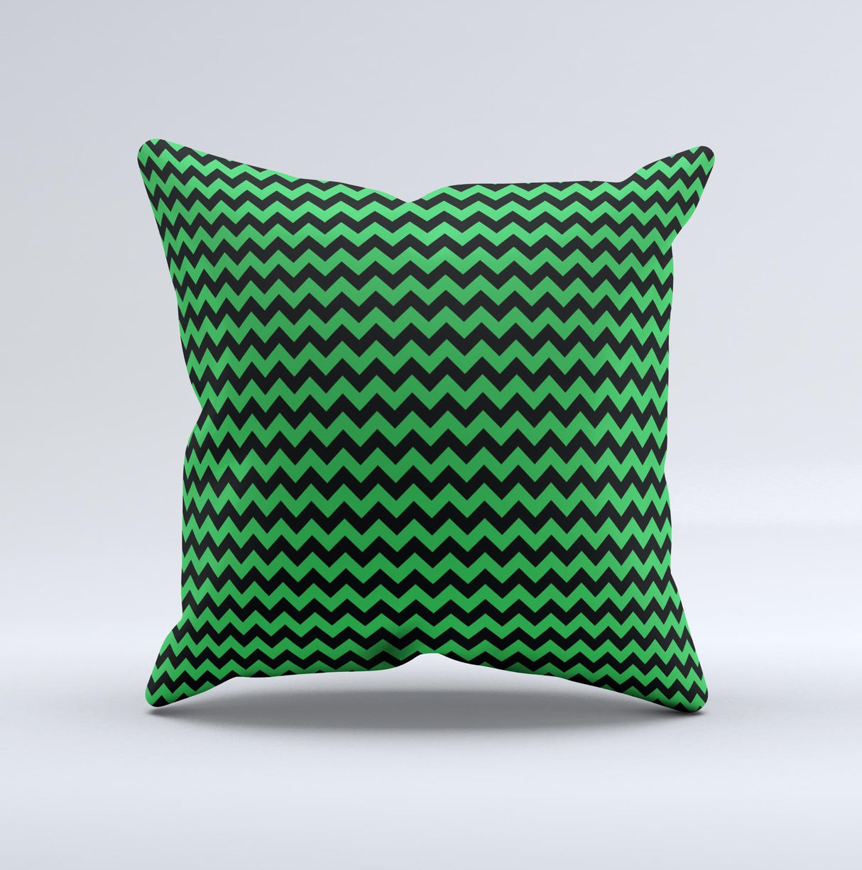 Green & Black Chevron Pattern Ink-Fuzed Decorative Throw Pillow