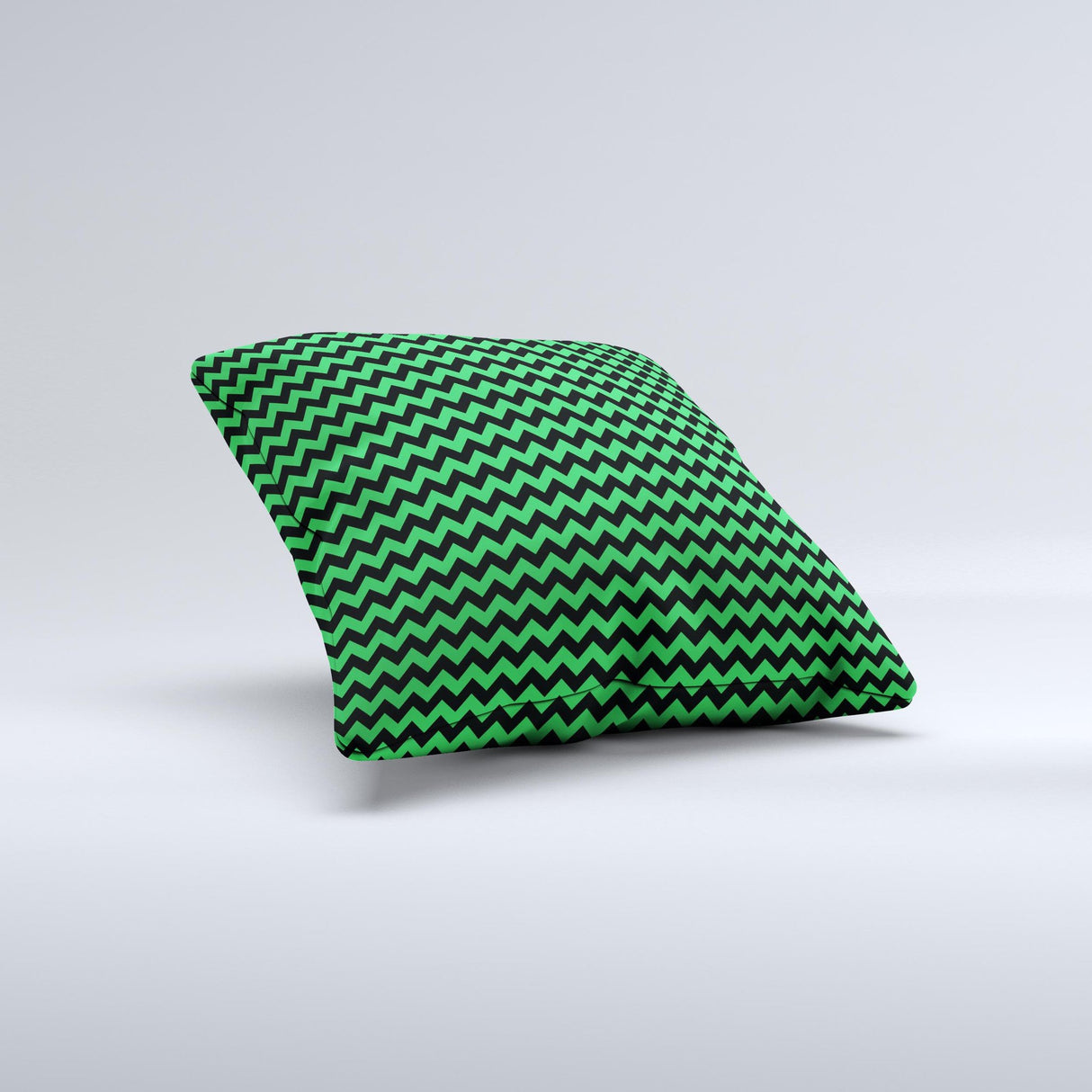 Green & Black Chevron Pattern Ink-Fuzed Decorative Throw Pillow