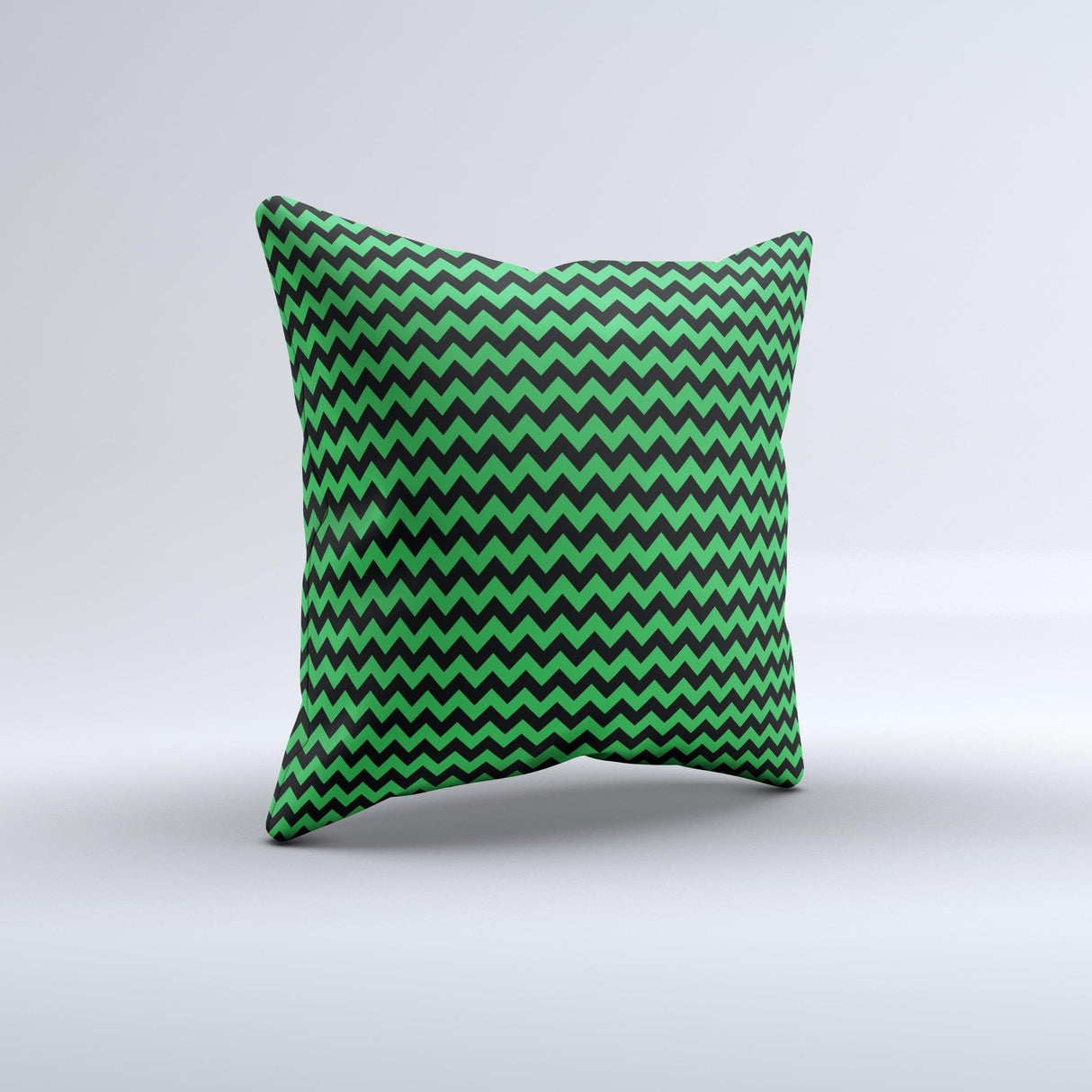 Green & Black Chevron Pattern Ink-Fuzed Decorative Throw Pillow