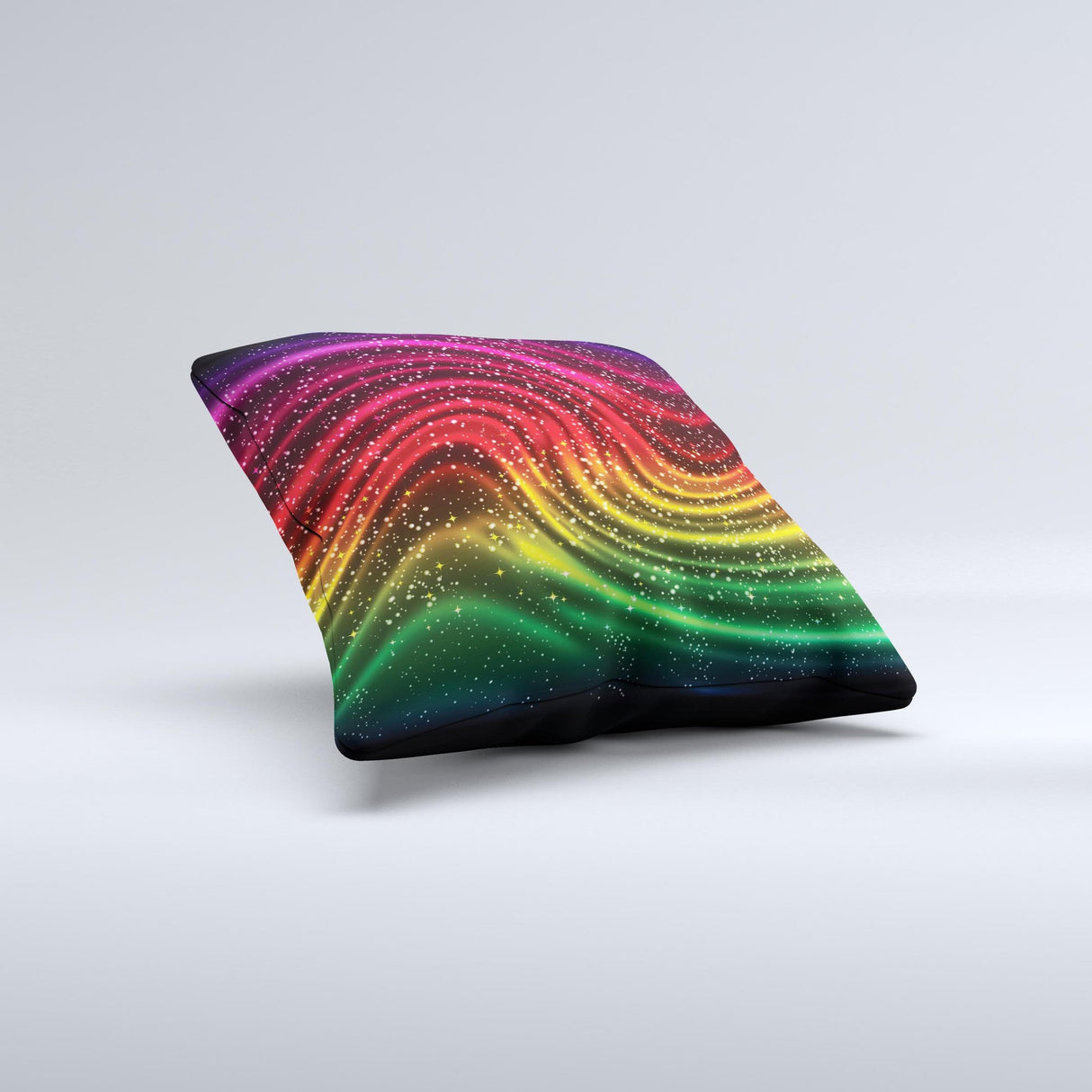 Neon Mixed Color Starry Waves ink-Fuzed Decorative Throw Pillow