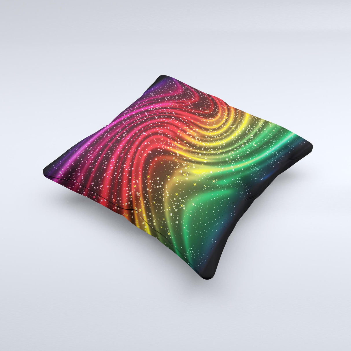 Neon Mixed Color Starry Waves ink-Fuzed Decorative Throw Pillow