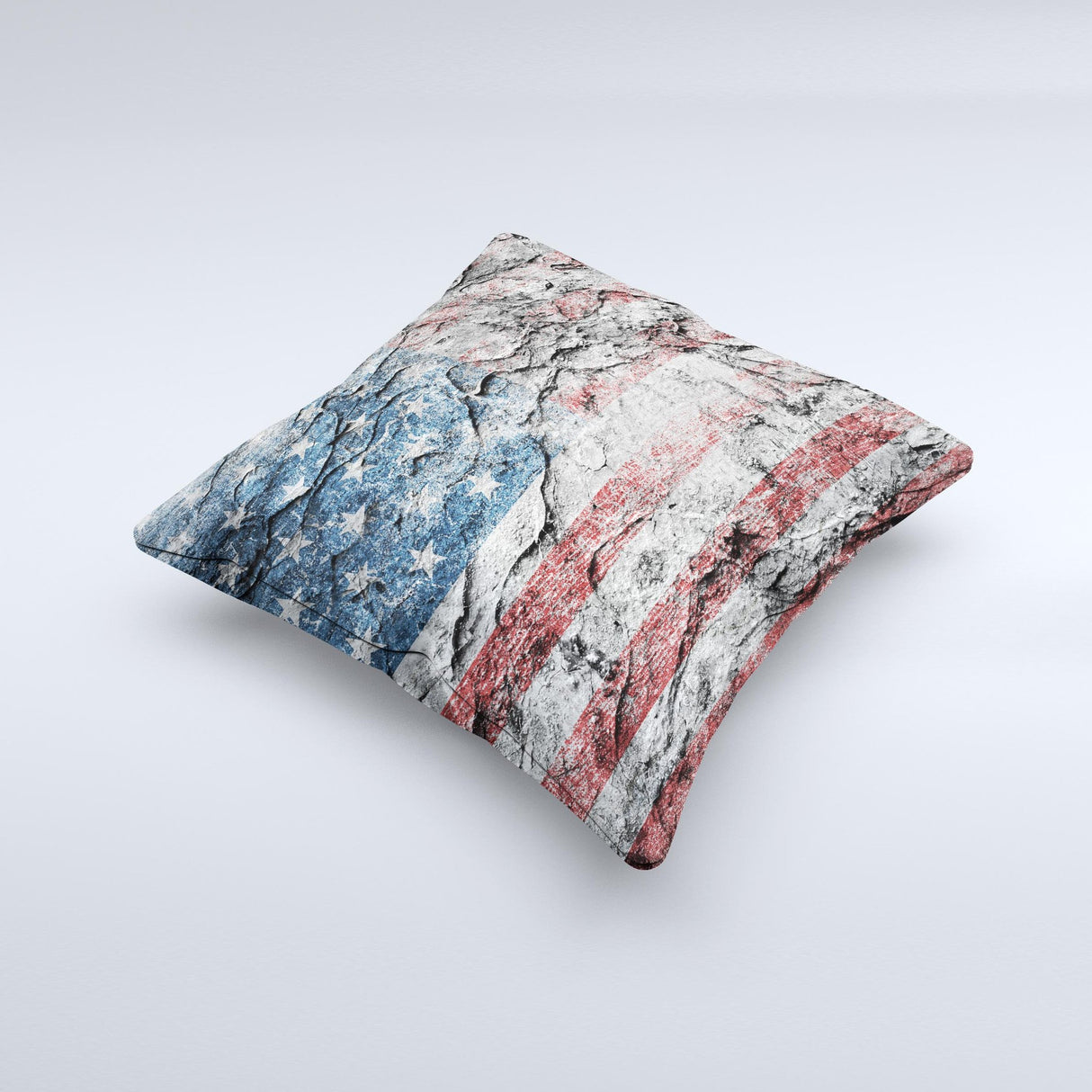 Aged and Wrinkled American Flag Ink-Fuzed Decorative Throw Pillow