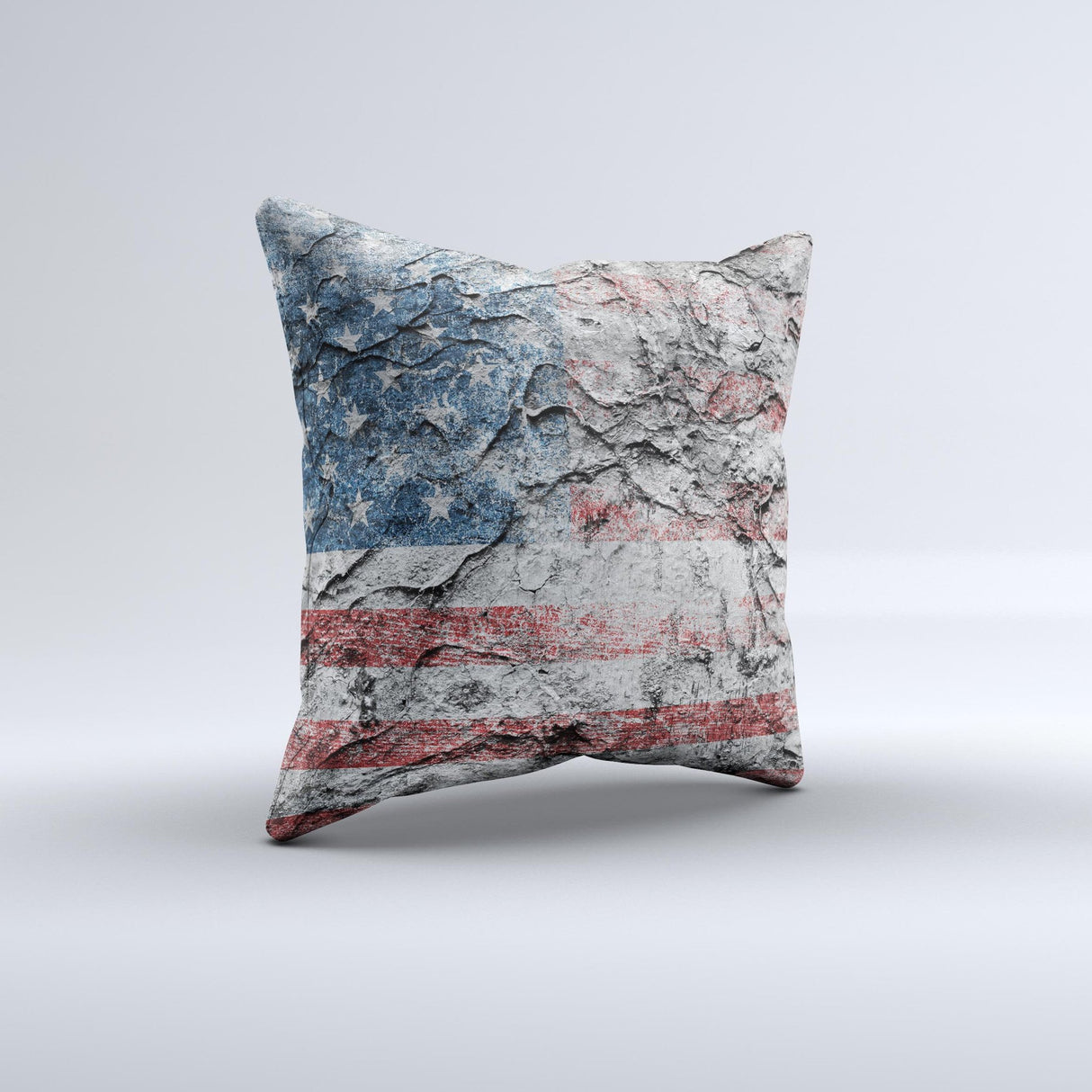 Aged and Wrinkled American Flag Ink-Fuzed Decorative Throw Pillow