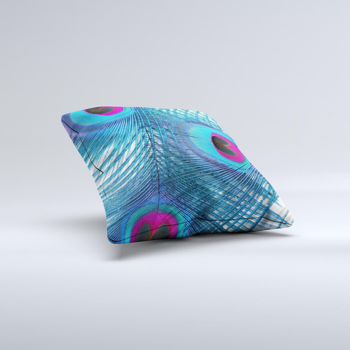 The Blue Peacock ink-Fuzed Decorative Throw Pillow