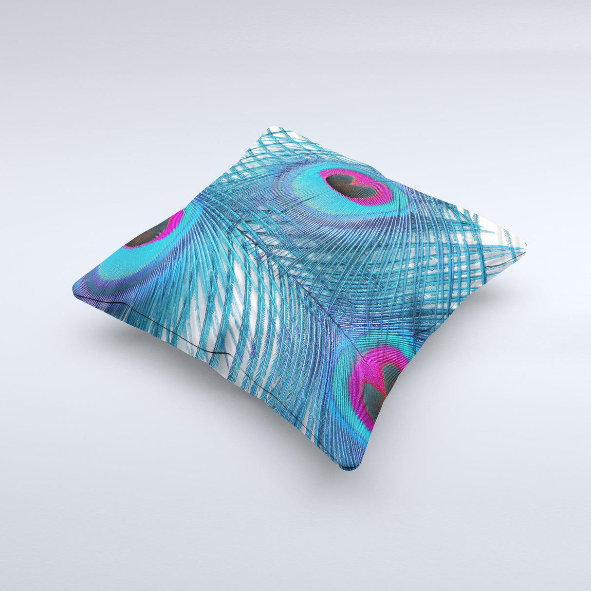 The Blue Peacock ink-Fuzed Decorative Throw Pillow