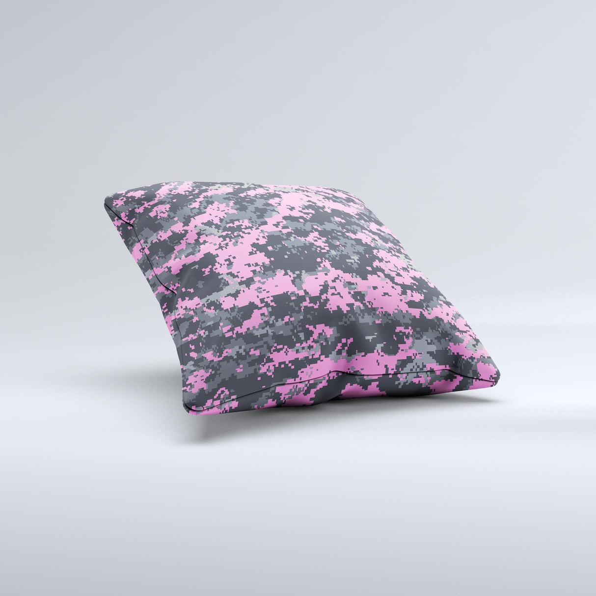 Pink V3 and Gray Digital Camouflage Ink-Fuzed Decorative Throw Pillow