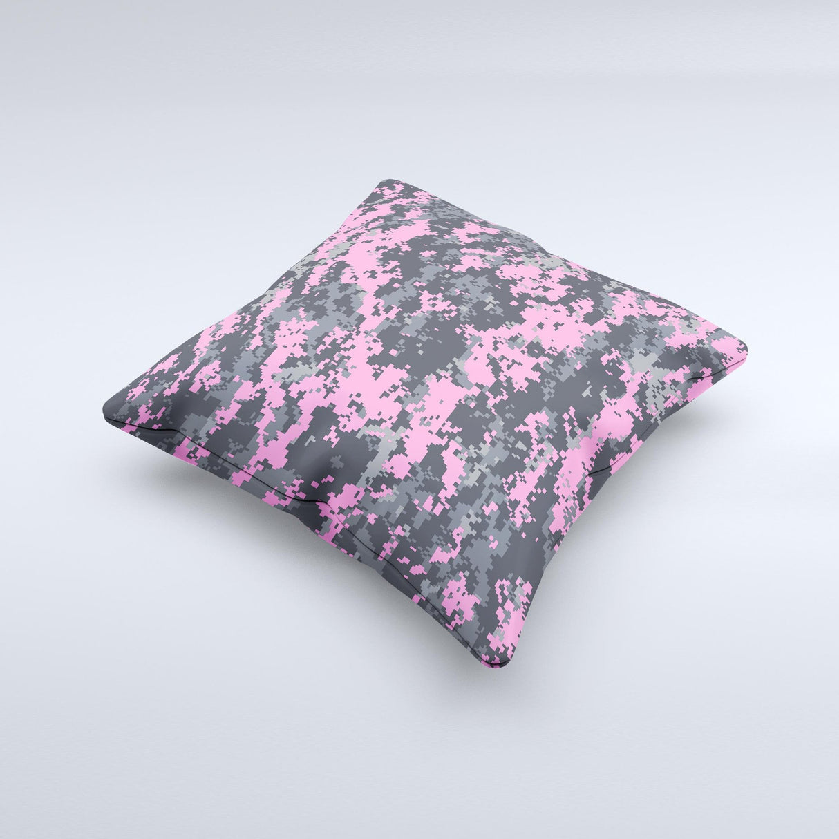 Pink V3 and Gray Digital Camouflage Ink-Fuzed Decorative Throw Pillow