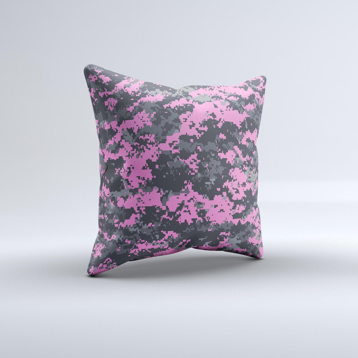Pink V3 and Gray Digital Camouflage Ink-Fuzed Decorative Throw Pillow