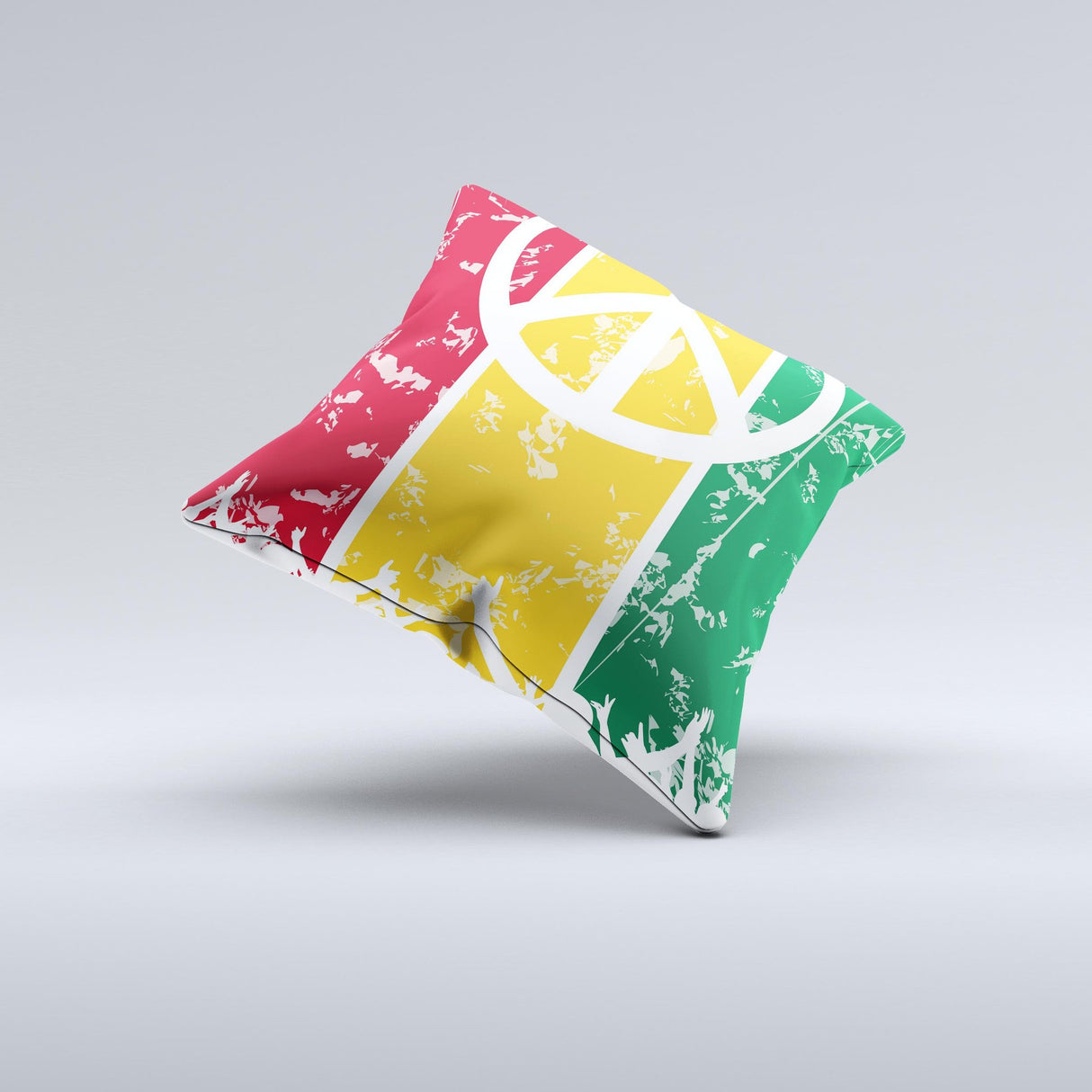 Red, Yellow & Green Layered Peace Ink-Fuzed Decorative Throw Pillow