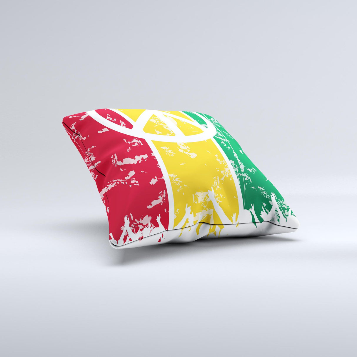 Red, Yellow & Green Layered Peace Ink-Fuzed Decorative Throw Pillow