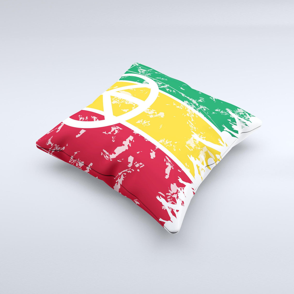Red, Yellow & Green Layered Peace Ink-Fuzed Decorative Throw Pillow