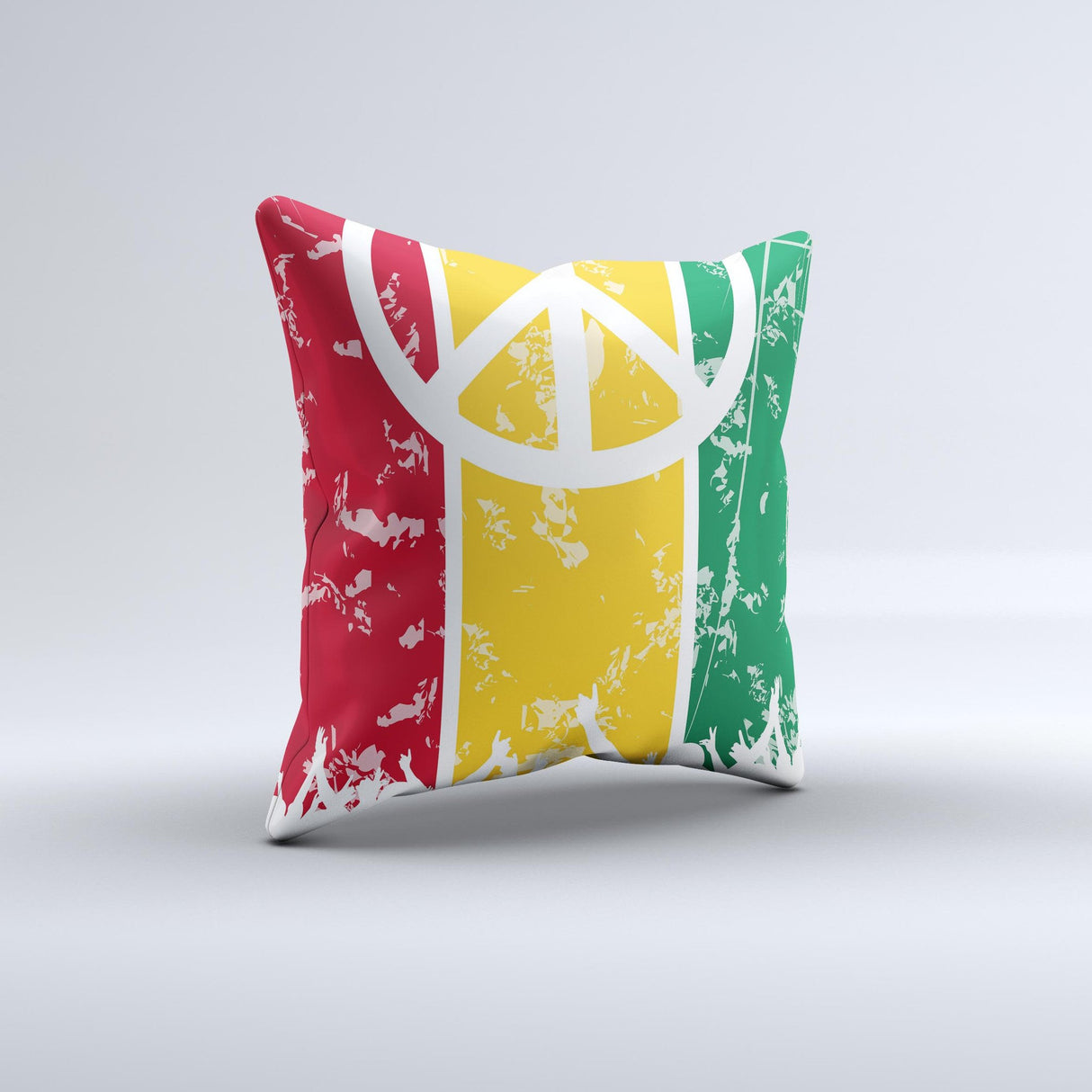 Red, Yellow & Green Layered Peace Ink-Fuzed Decorative Throw Pillow