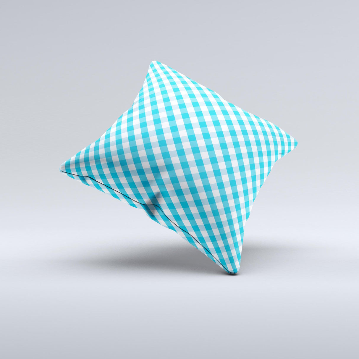 Subtle Blue & White Plaid Ink-Fuzed Decorative Throw Pillow