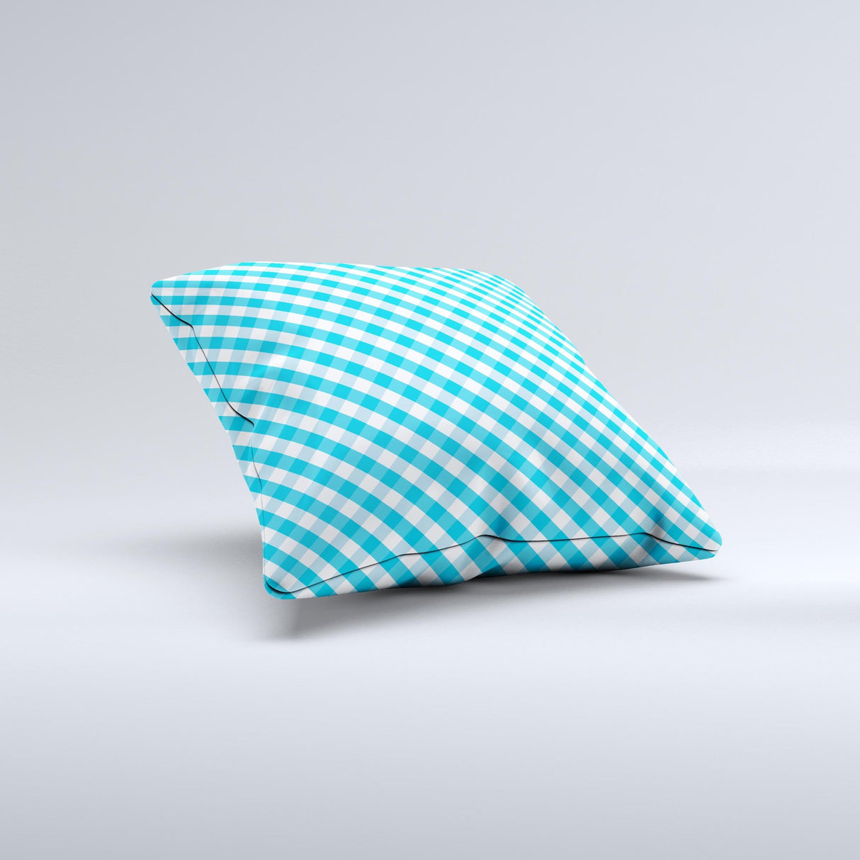 Subtle Blue & White Plaid Ink-Fuzed Decorative Throw Pillow