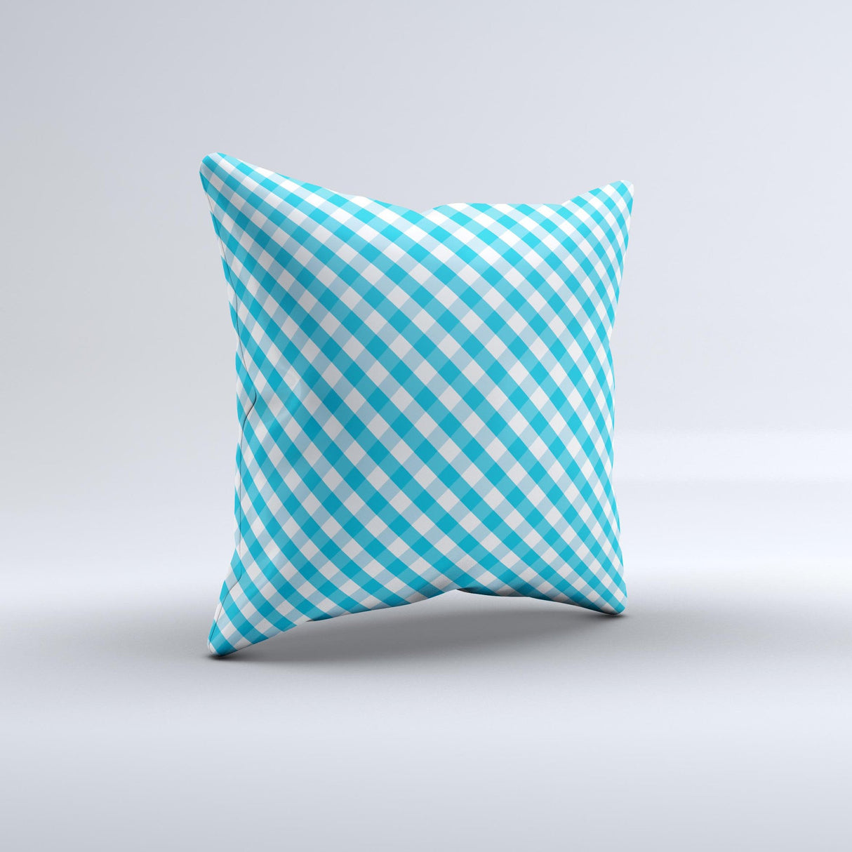 Subtle Blue & White Plaid Ink-Fuzed Decorative Throw Pillow