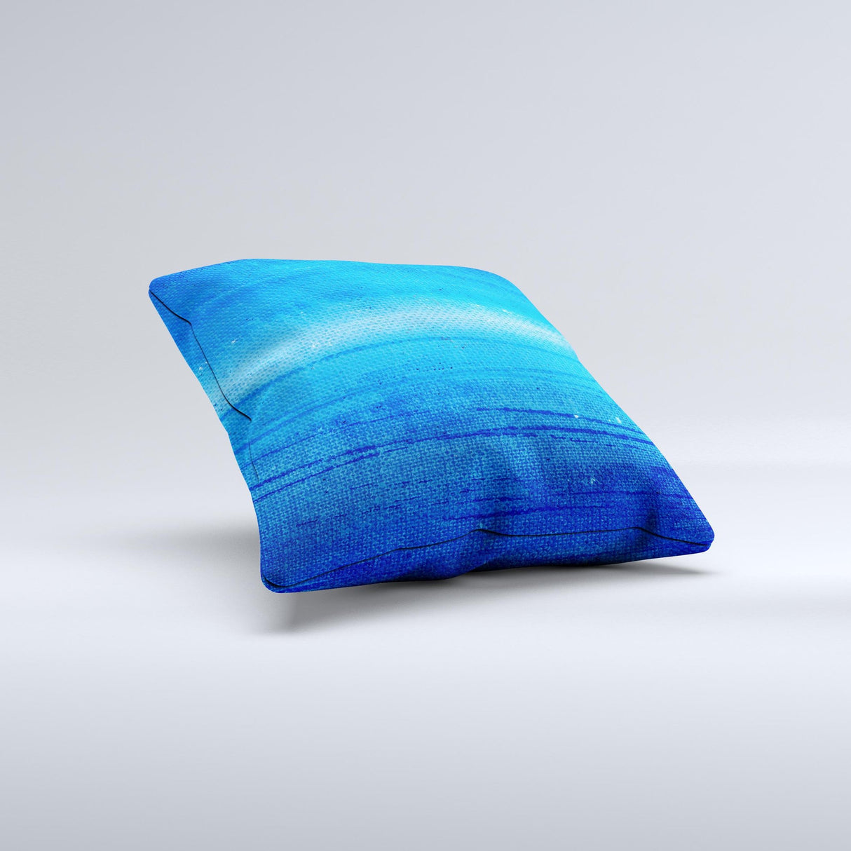 Unbalanced Blue Textile Surface Ink-Fuzed Decorative Throw Pillow