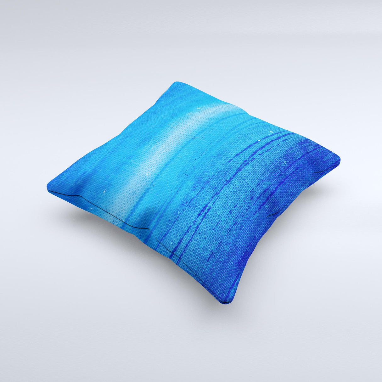 Unbalanced Blue Textile Surface Ink-Fuzed Decorative Throw Pillow