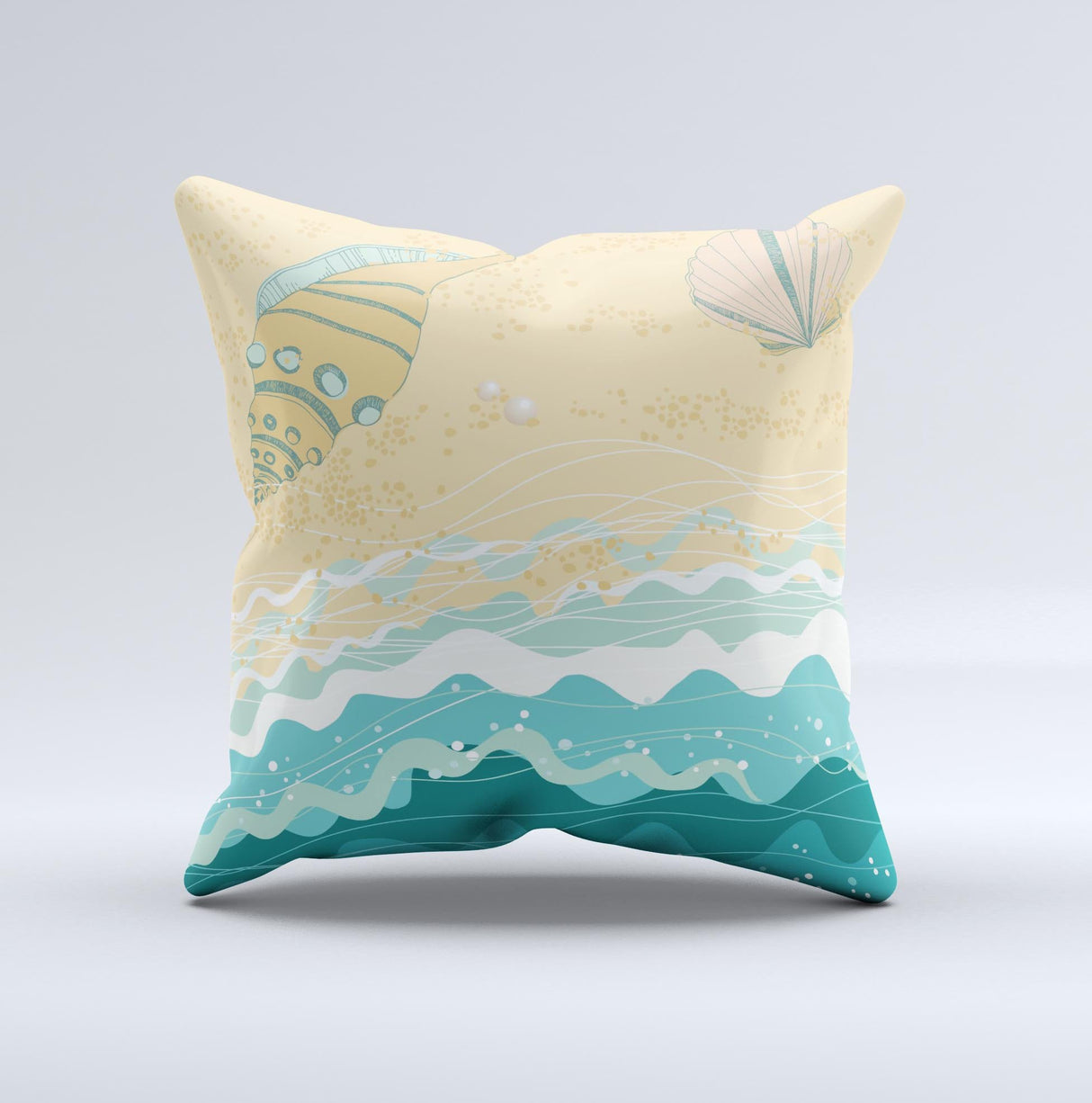 Vector SeaShore Ink-Fuzed Decorative Throw Pillow