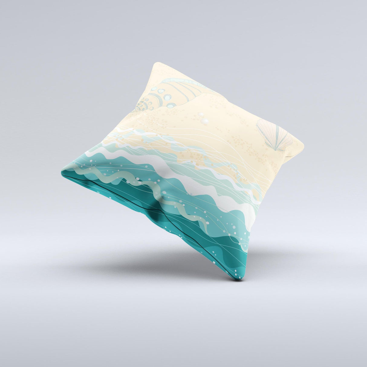 Vector SeaShore Ink-Fuzed Decorative Throw Pillow