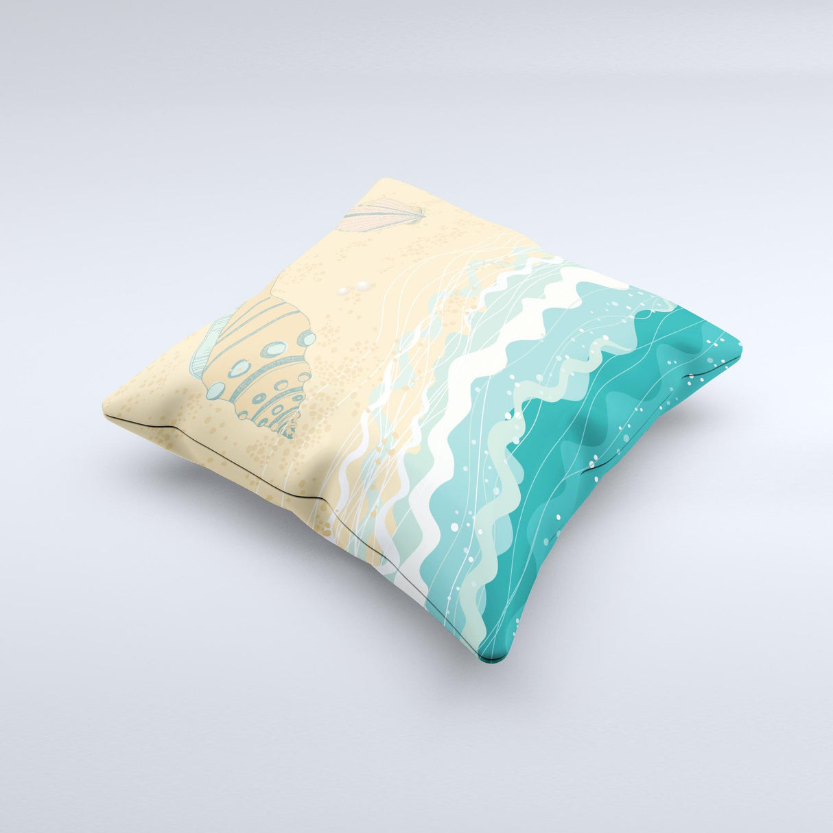 Vector SeaShore Ink-Fuzed Decorative Throw Pillow