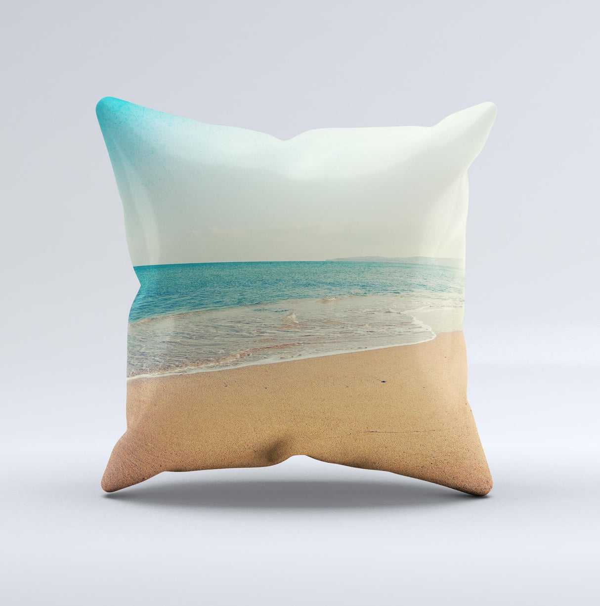 Vintage Beach Scene Ink-Fuzed Decorative Throw Pillow