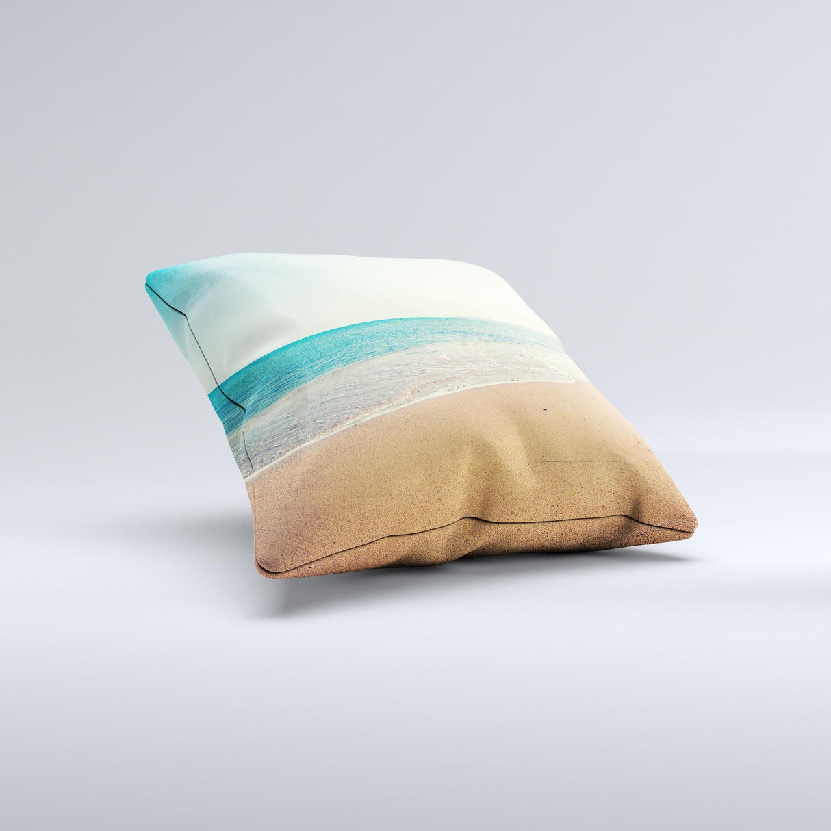 Vintage Beach Scene Ink-Fuzed Decorative Throw Pillow