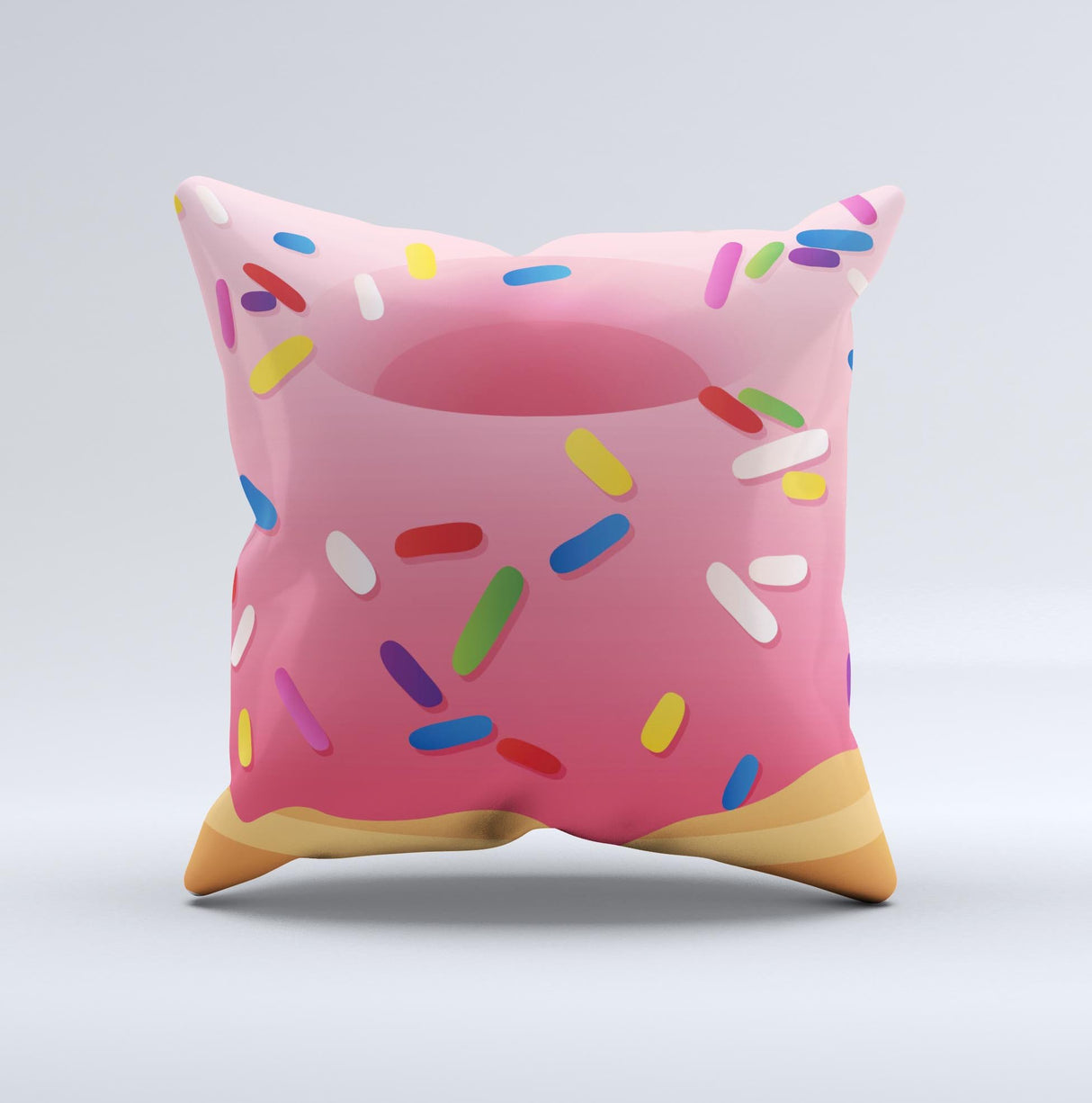 Sprinkled 3d Donut ink-Fuzed Decorative Throw Pillow