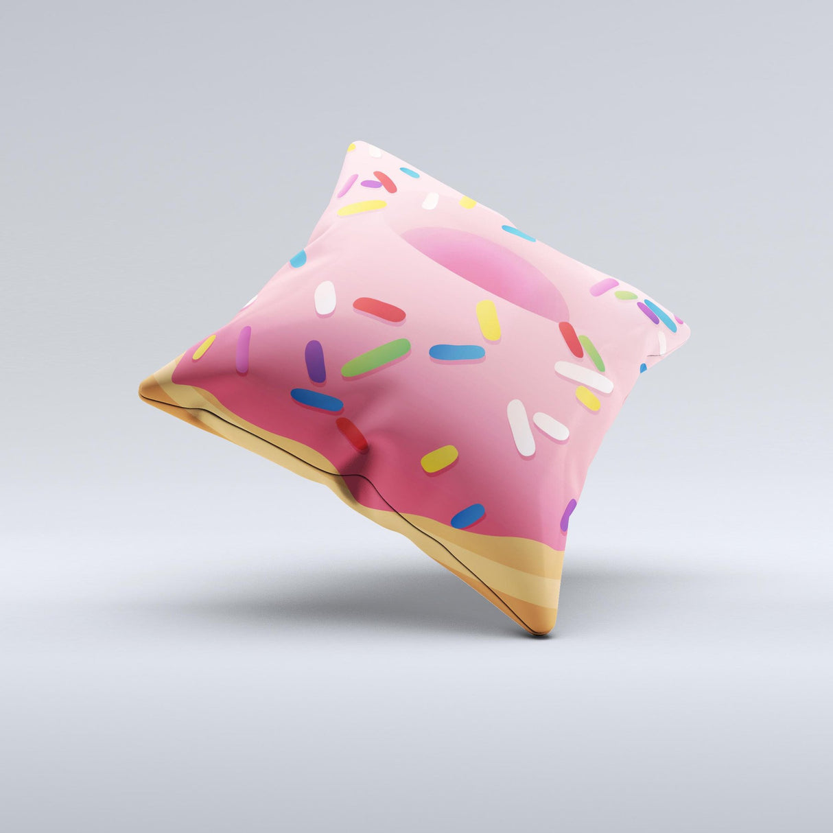 Sprinkled 3d Donut ink-Fuzed Decorative Throw Pillow