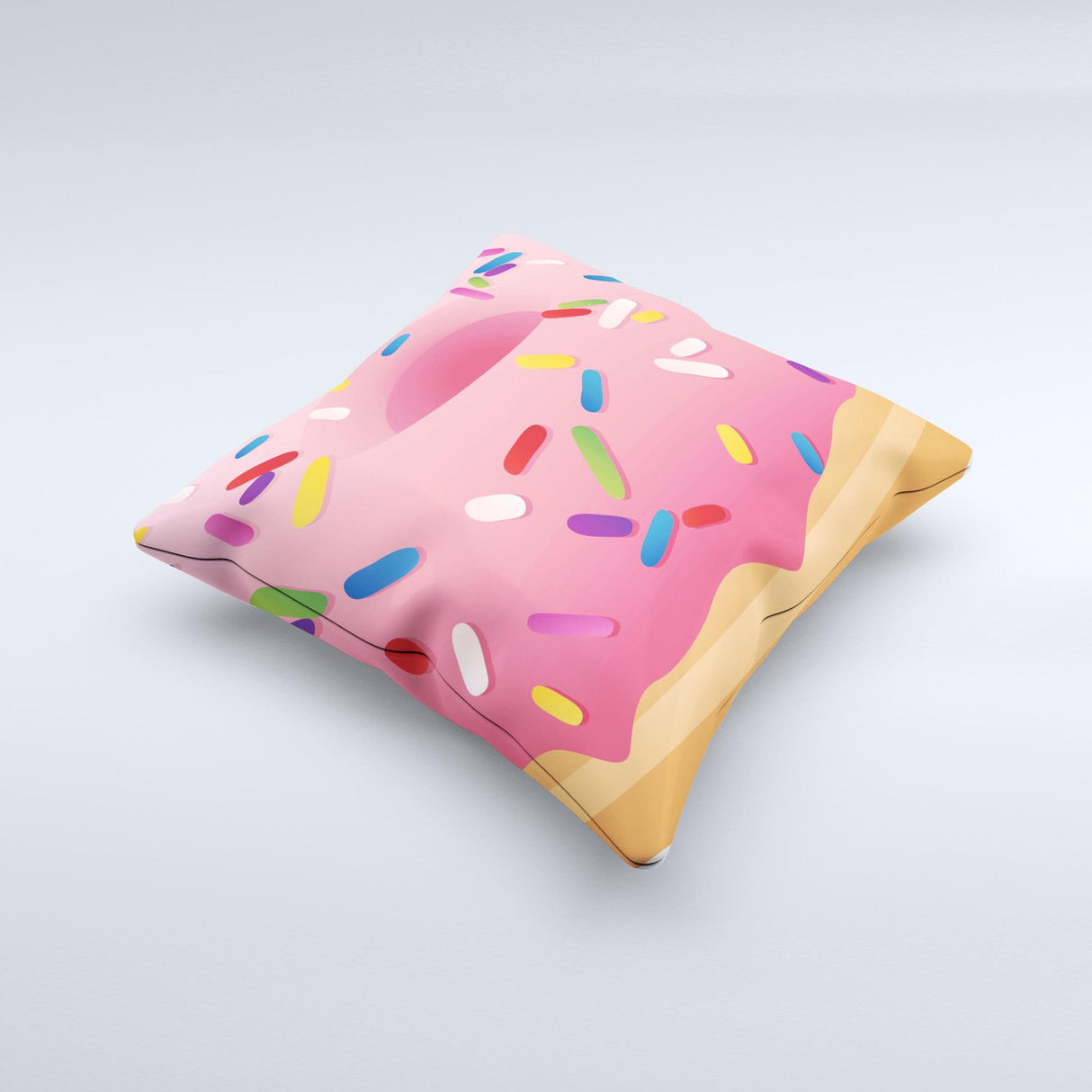 Sprinkled 3d Donut ink-Fuzed Decorative Throw Pillow