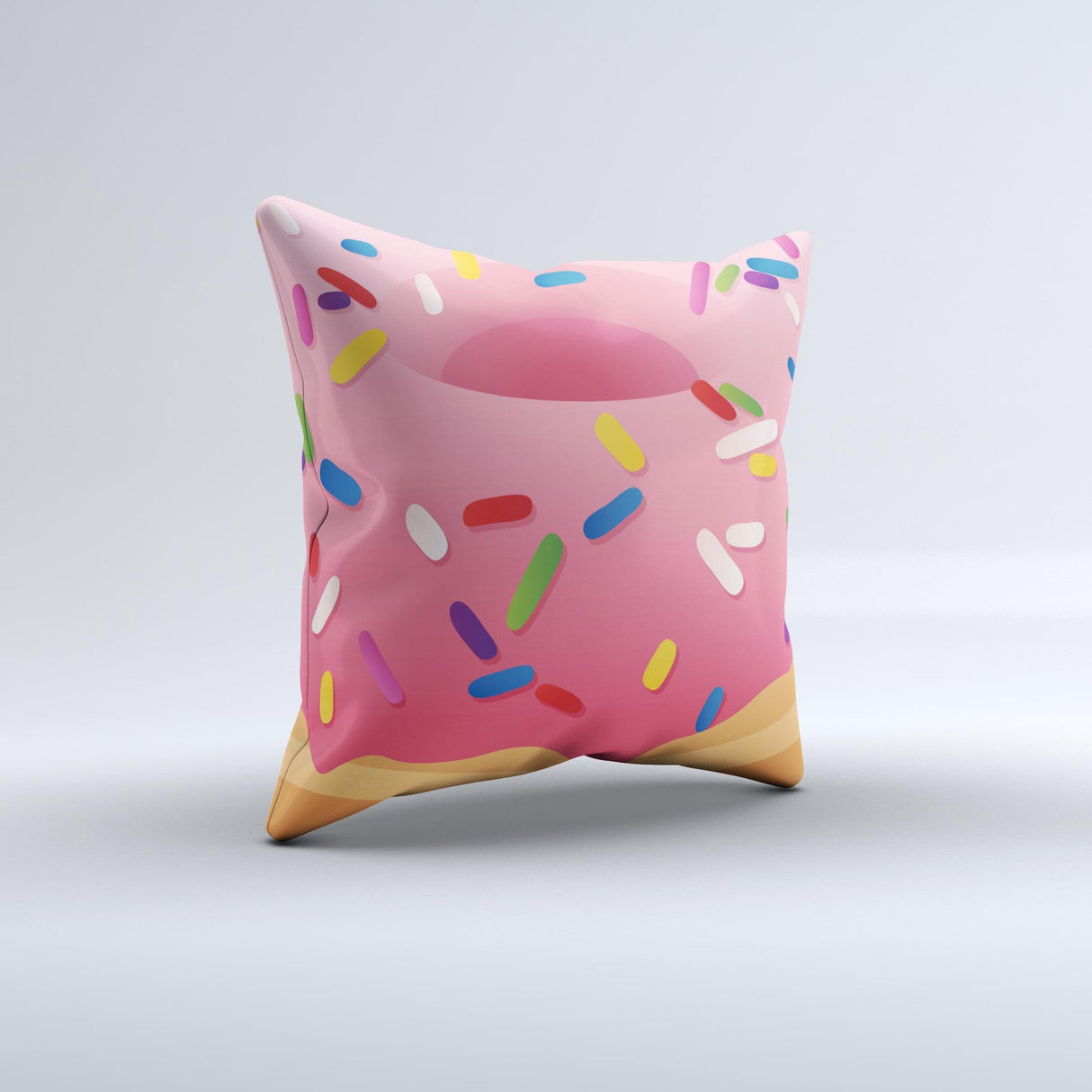 Sprinkled 3d Donut ink-Fuzed Decorative Throw Pillow