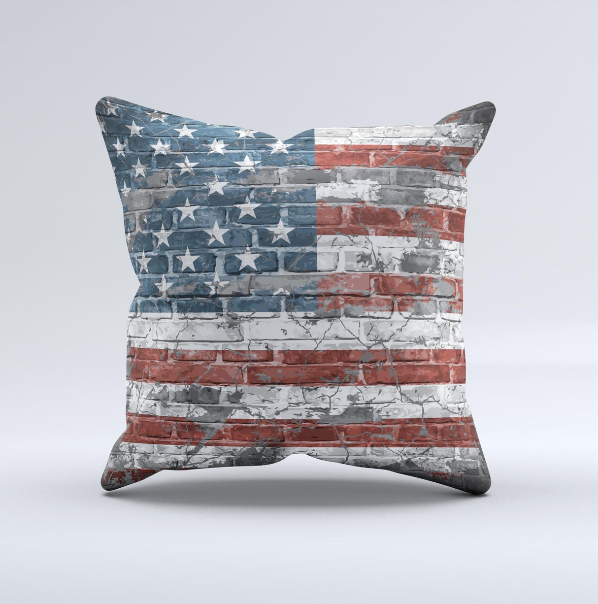 Vintage USA Flag Ink-Fuzed Decorative Throw Pillow