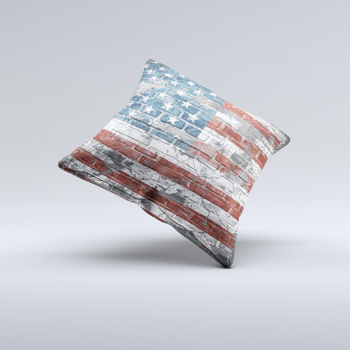 Vintage USA Flag Ink-Fuzed Decorative Throw Pillow