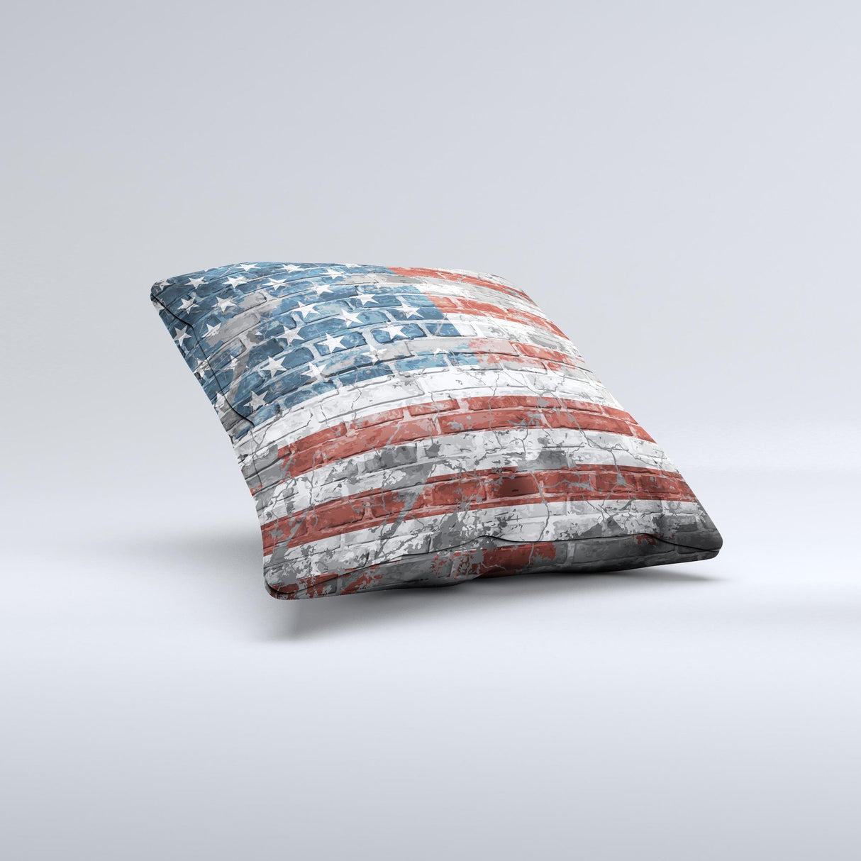 Vintage USA Flag Ink-Fuzed Decorative Throw Pillow