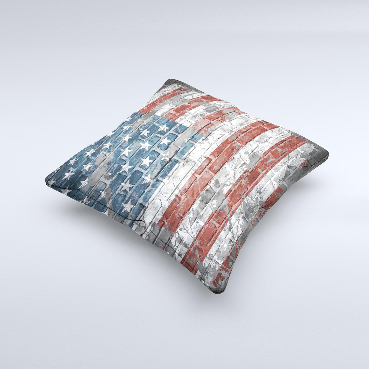 Vintage USA Flag Ink-Fuzed Decorative Throw Pillow