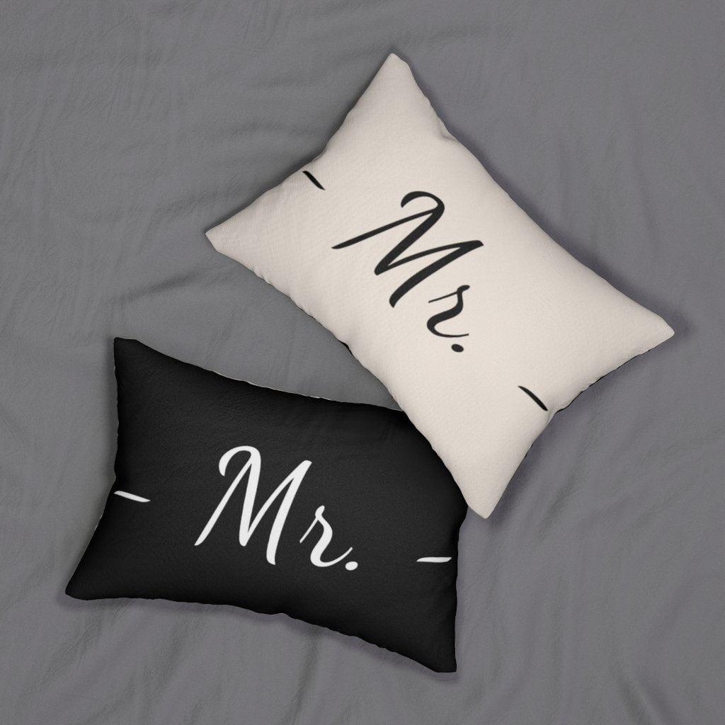 Decorative Lumbar Throw Pillow, Mr. - Beige Black