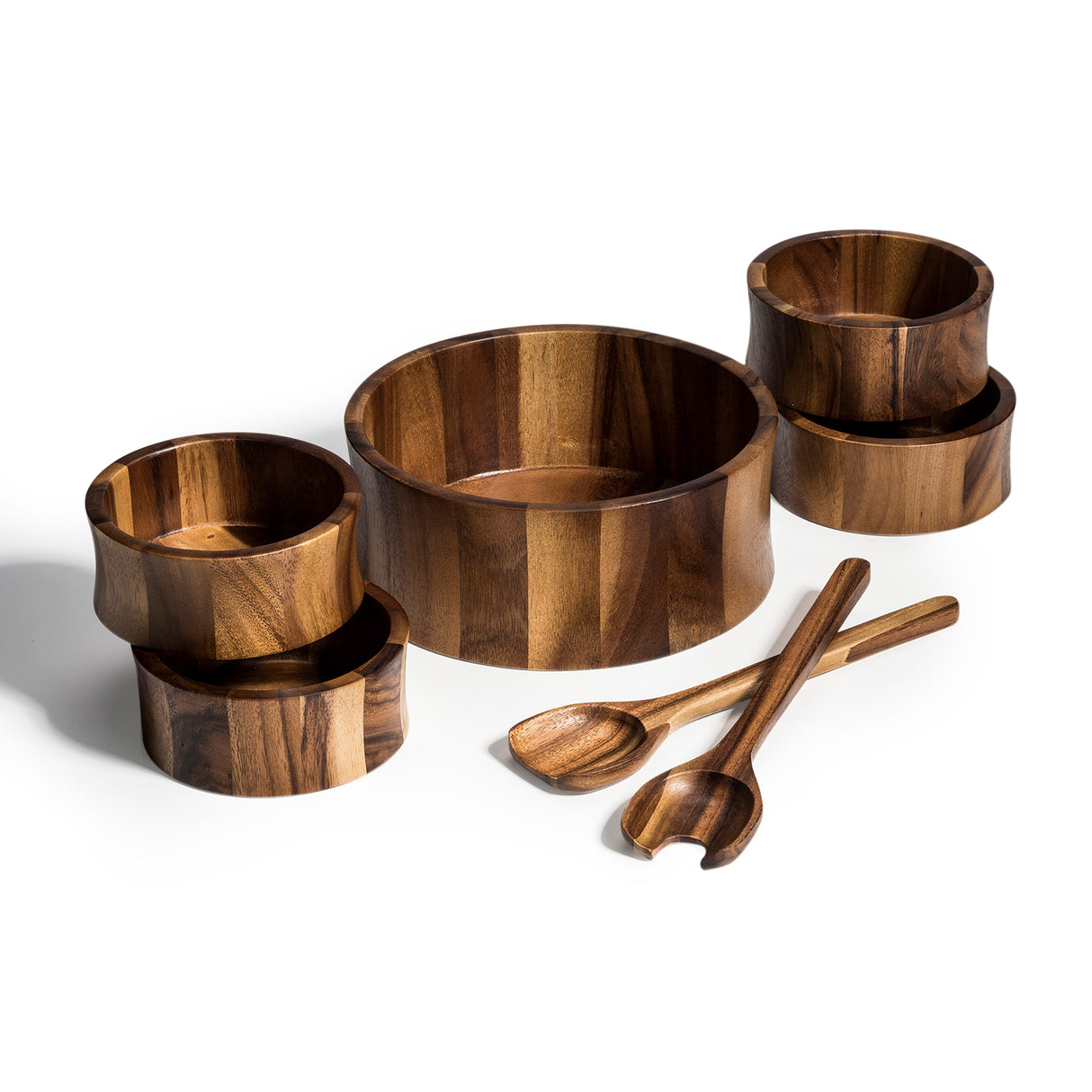 7 Piece - Extra Large Salad Bowl with Servers and 4 Individuals