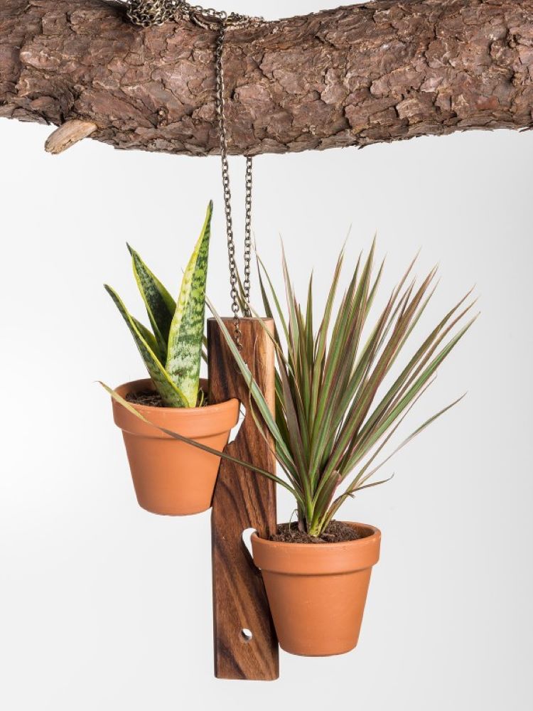 2 Pot Hanging/ Standing Plant Holder 12" x 2" base 4" x 4"
