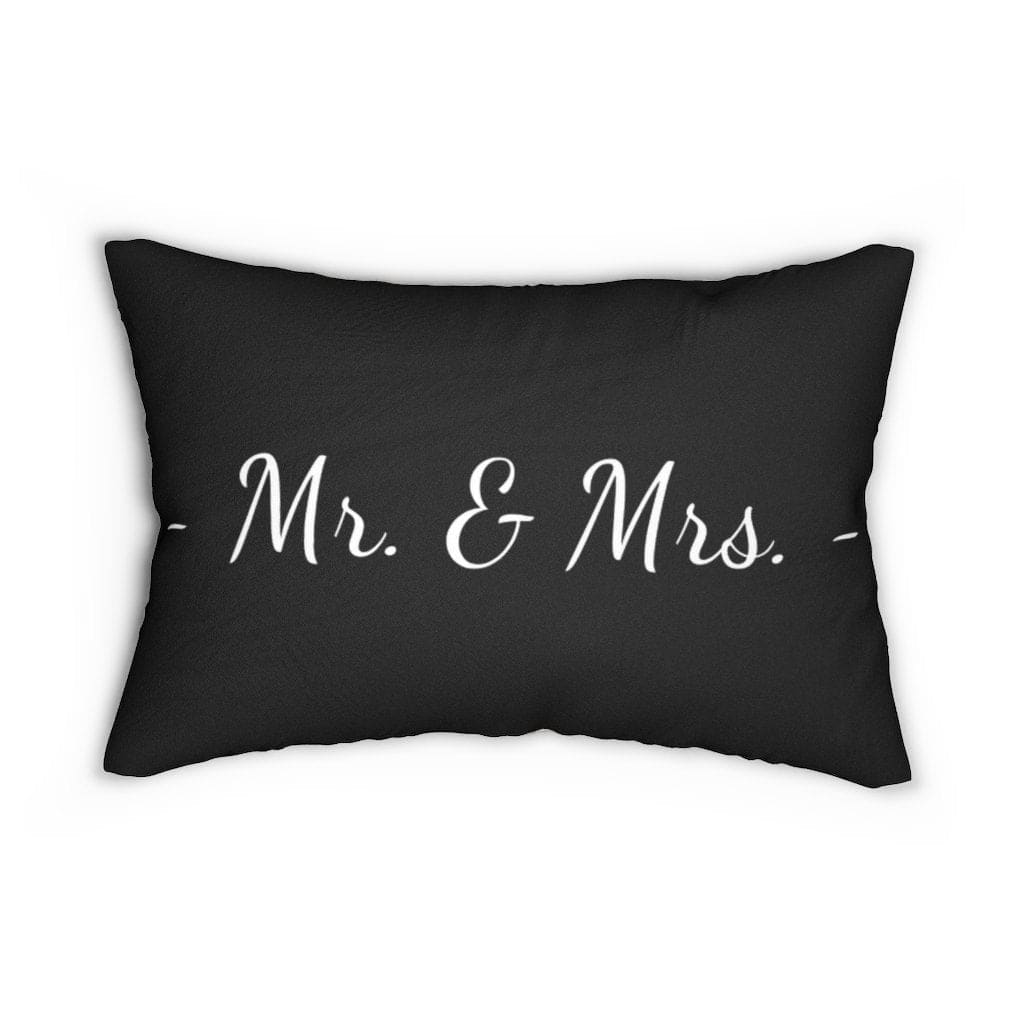Decorative Lumbar Throw Pillow, Mr. & Mrs. - Beige Black