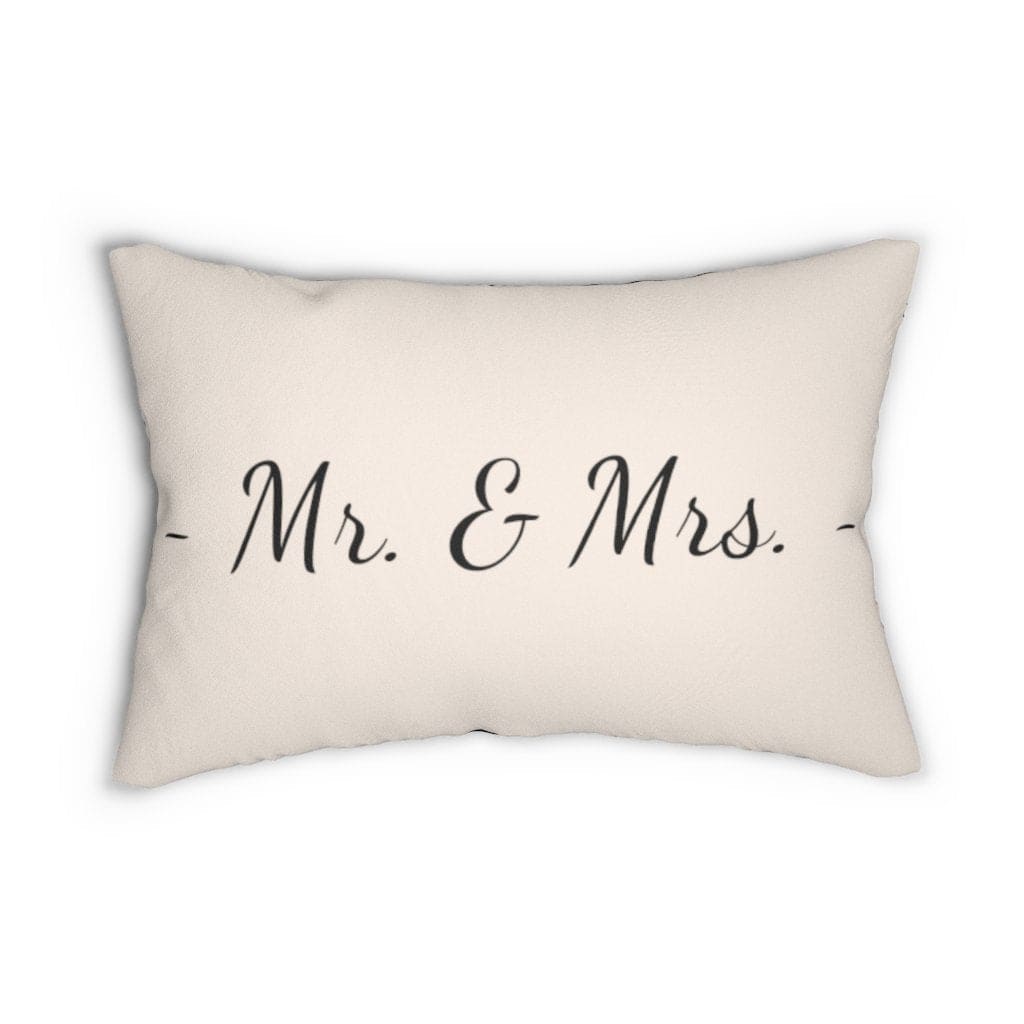 Decorative Lumbar Throw Pillow, Mr. & Mrs. - Beige Black
