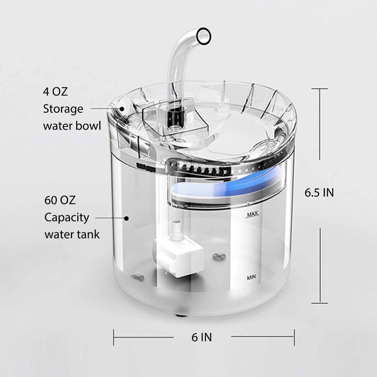 68 fl oz Large Capacity Automatic Pet Water Fountain with 2 Modes