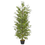 Artificial Plant Cypress Tree with Pot Green 35.4"