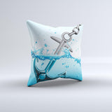 Anchor Splashing Ink-Fuzed Decorative Throw Pillow