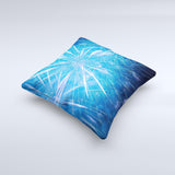 Blue Fireworks Ink-Fuzed Decorative Throw Pillow