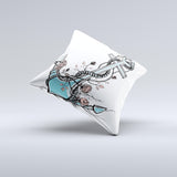 Blue Pastel Anchor with Roses ink-Fuzed Decorative Throw Pillow